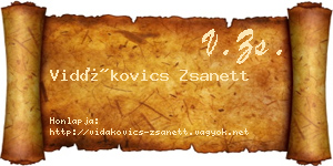 Vidákovics Zsanett névjegykártya