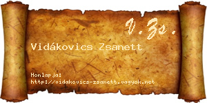 Vidákovics Zsanett névjegykártya